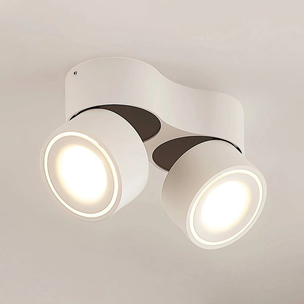 Arcchio Faretto da soffitto LED Rotari, bianco, a 2 luci, 1640lm Rotari Arcchio, dimmerabile, Bianco / Opale, Corridoio, Alluminio, Moderno