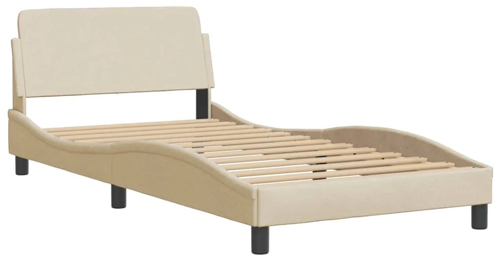 Letto con materasso crema 100x200 cm in tessuto