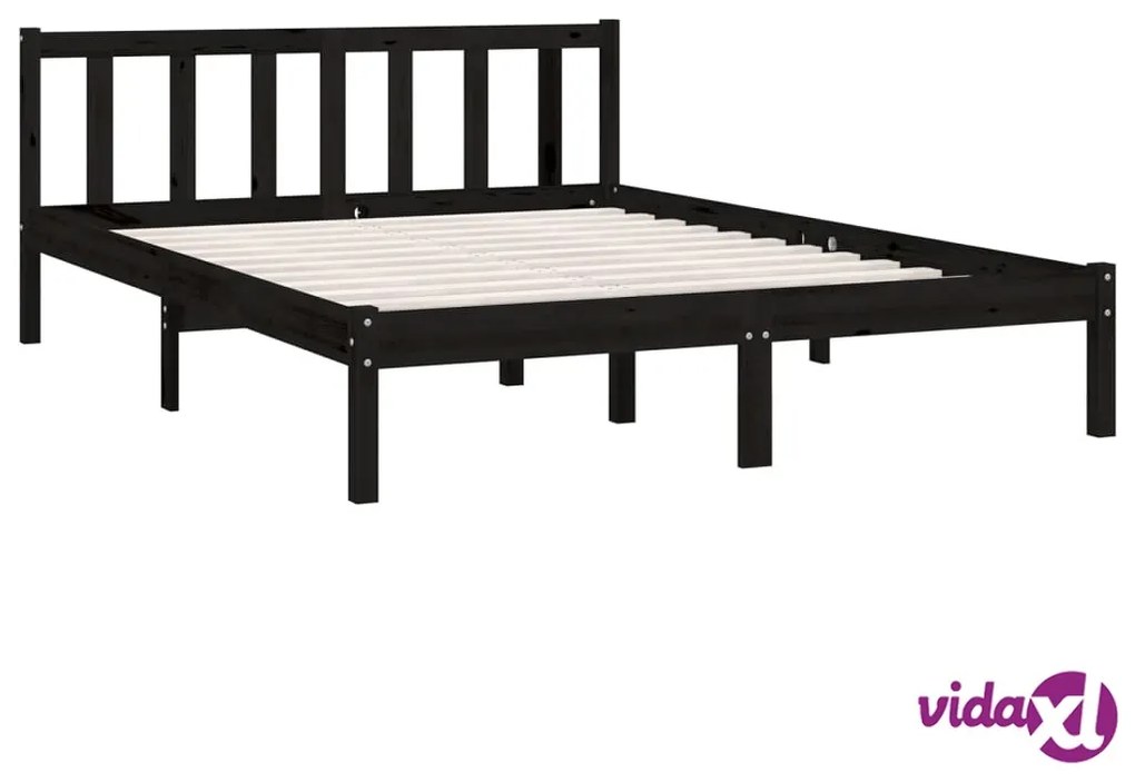 vidaXL Giroletto Nero in Legno Massello di Pino 120x200 cm