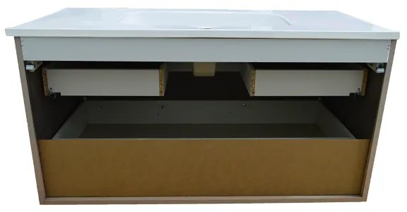 Bagno base sospeso 102 cm con lavabo specchio e lampada LED MAYA1 Creta Opaco