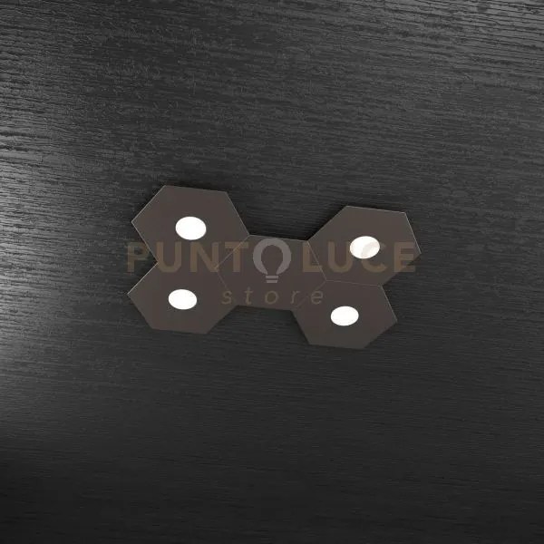 Hexagon applique-plafoniera 4 luci + 1 decorativo marrone 1142-4l1d-ma