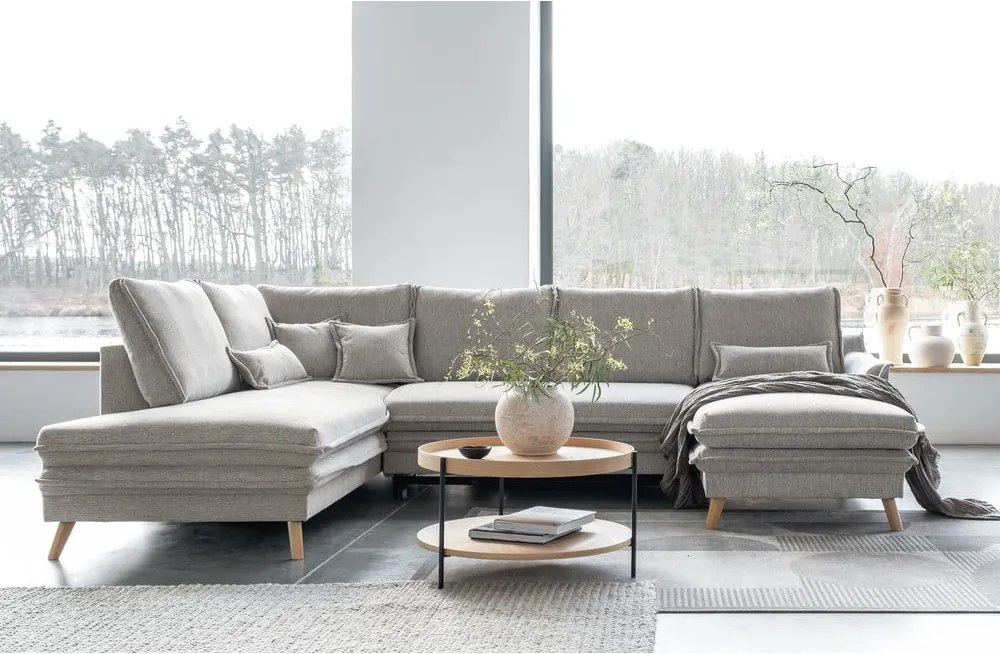 Divano letto angolare beige (angolo sinistro/"U") Charming Charlie - Miuform