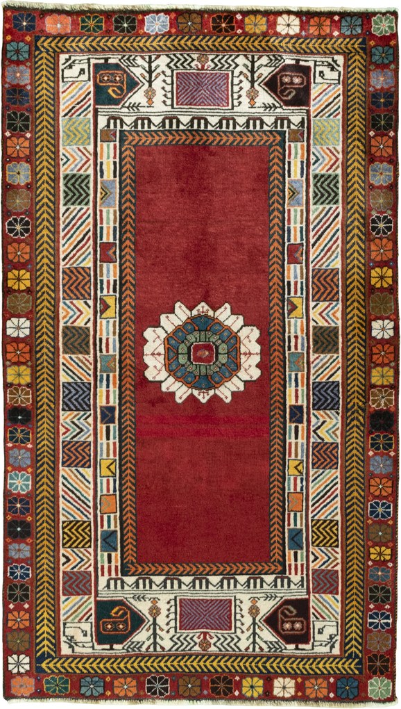 Shiraz Tappeto 190x110 Rosso (Iran) Annodato A Mano