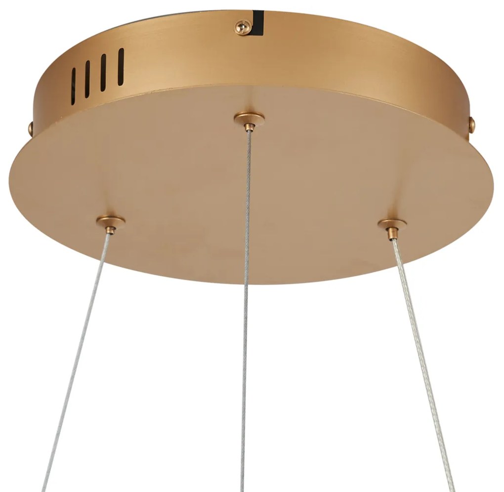 Lampada a sospensione moderna ottone 78 cm con LED dimmerabile a 3 livelli - Anello Chandelier