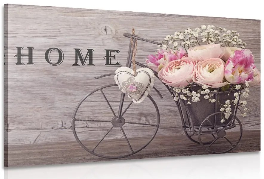 Stampa su tela – Fiori meravigliosi in vaso vintage con iscrizione