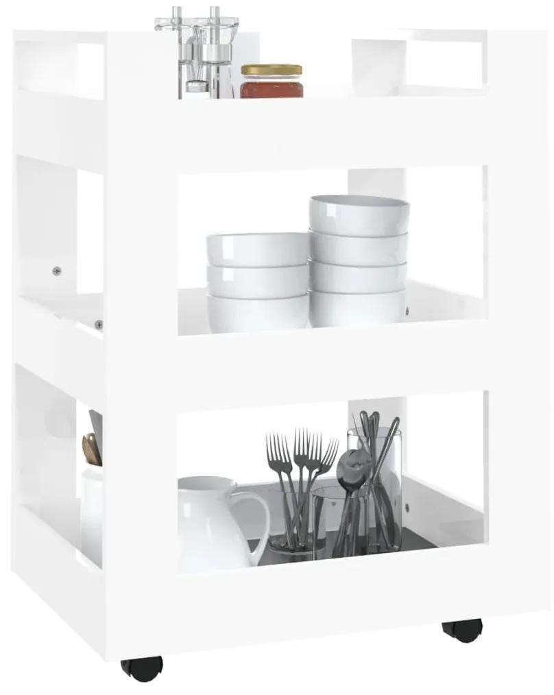 Carrello da Cucina bianco lucido 60x45x80 cm Legno Multistrato