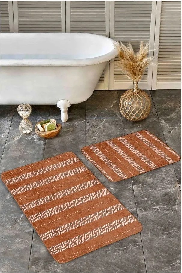 Set di tappetini per il bagno marroni in velluto 2 pz 60x100 cm – Mila Home