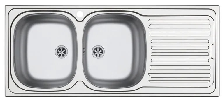 Lavello integrato 2 vasche con gocciolatoio a destra DELINIA Aurora inox L 50 x L 116 cm argento