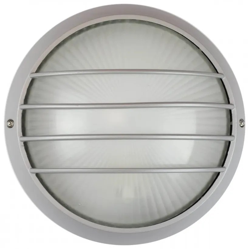 Plafoniera da Esterno E27 Grigia, IP54, Ø258mm con Griglia Colore Grigio