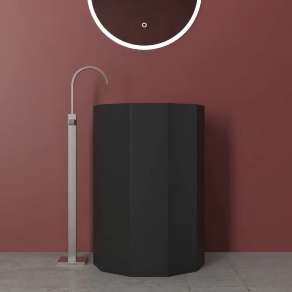 Lavabo Freestanding Con Scarico a Parete 50 Cm Lullaby "Howland" Nero Opaco