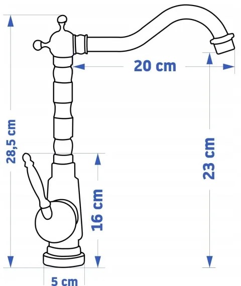 REA-B2150 - Miscelatore per lavabo BONA 28,5 cm oro spazzolato