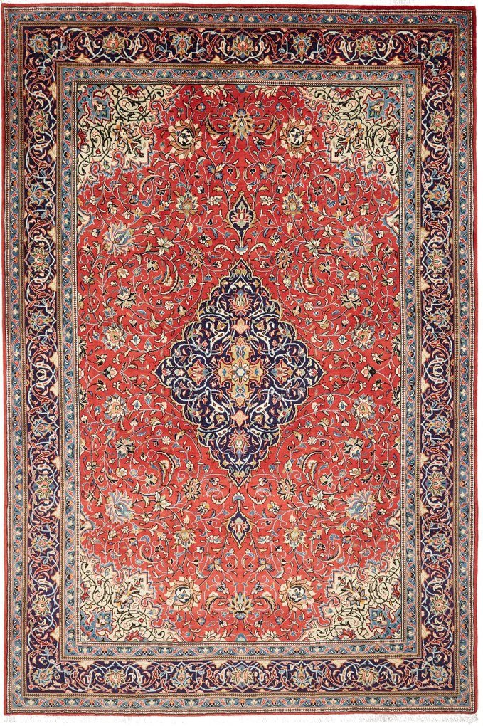 Sarouk Tappeto 330x220 Rosso (Iran) Annodato A Mano