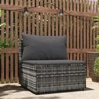 Divano Centrale da Giardino con Cuscini in Polyrattan Grigiocod mxl 118485