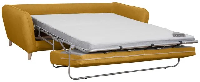 Divano letto scandinavo 3 posti giallo cumino con materasso 10 cm CREEP