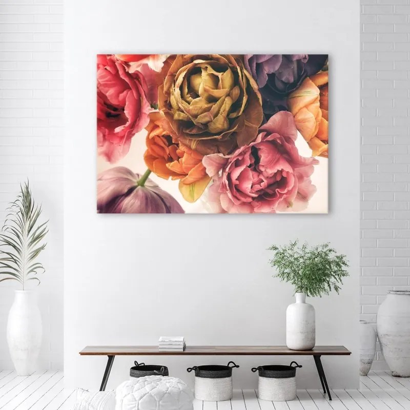 Quadro su tela, Un bouquet di fiori colorati  Dimensioni 60x40