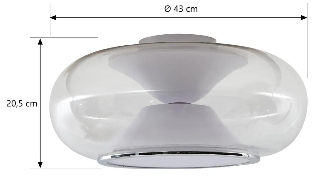 Lucande Orasa plafoniera LED, vetro, bianco/chiaro, Ø 43 cm