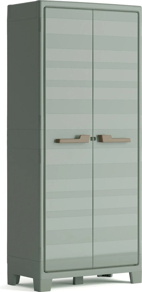 Armadio da Giardino 8 Ripiani 80x44x182 cm Keter Planet Outdoor Multispace Grigio e Verde...