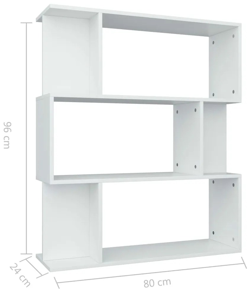 Libreria/Divisorio Bianco 80x24x96 cm in Legno Multistrato