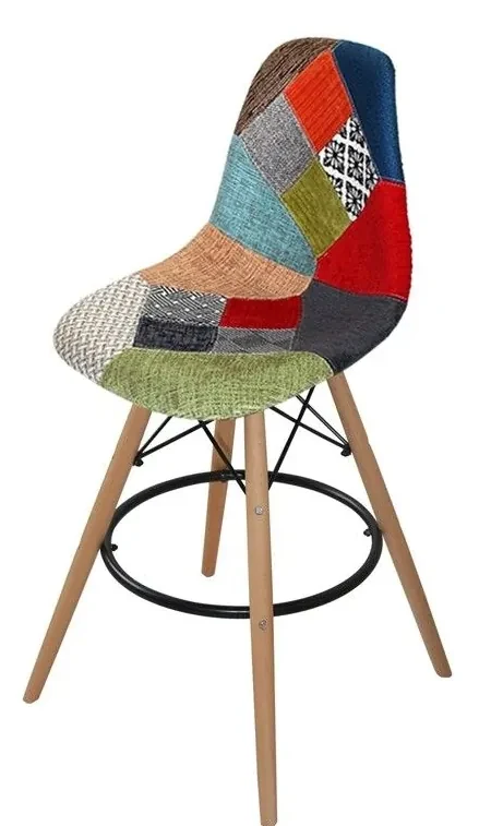 SGABELLO TOWER WOOD PATCHWORK BIANO