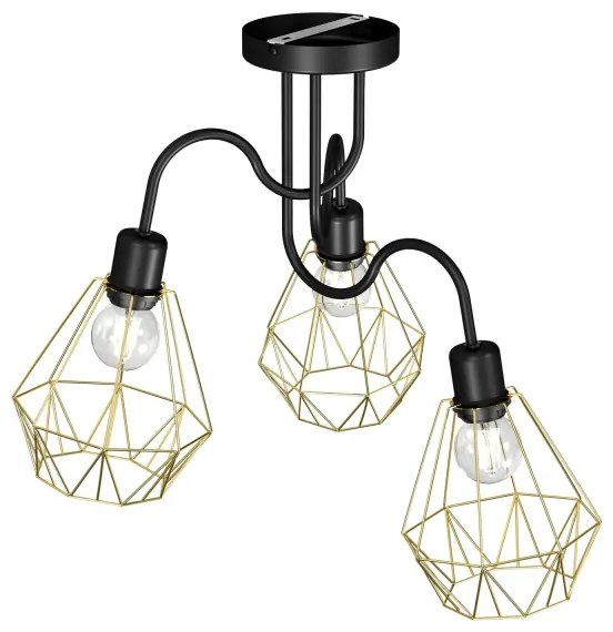 Lampadario a plafone BERGEN 3xE27/60W/230V nero/oro