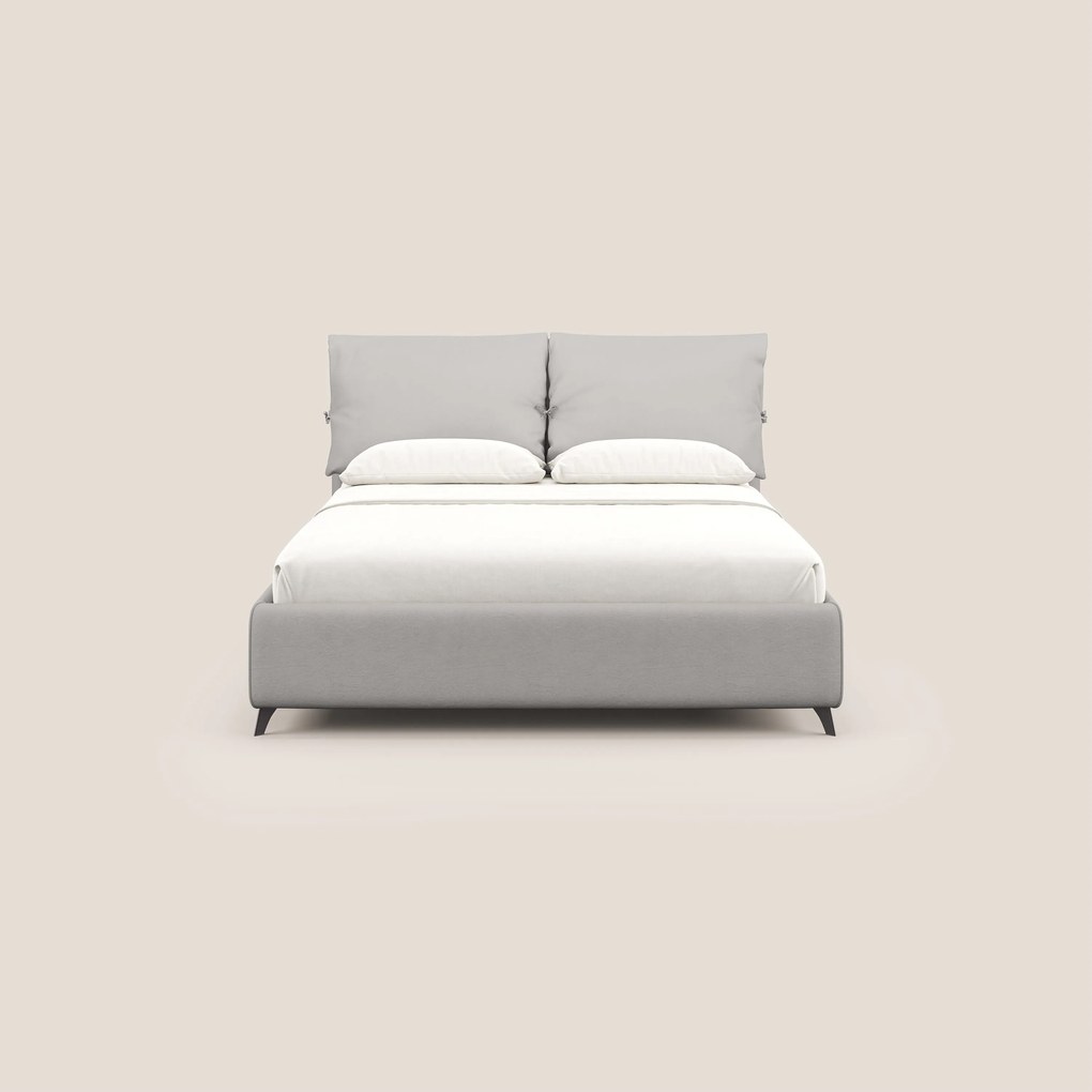 Susan letto imbottito contenitore completamente sfoderabile in microfibra smacchiabile T11 grigio chiaro