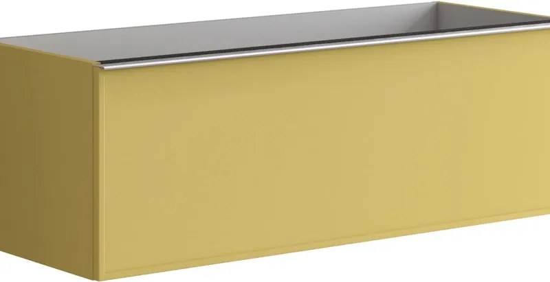 Mobile da bagno sospeso sotto lavabo Pixel frame 1 cassetto L 120 x H 40 x P 45.5 cm giallo laccato opaco con maniglia in alluminio brillante