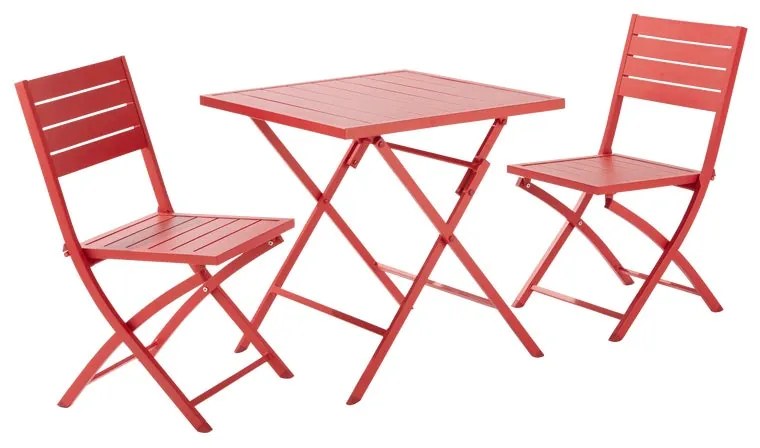 Set tavolo e sedie Xara NATERIAL in alluminio per 4 persone,  rosso