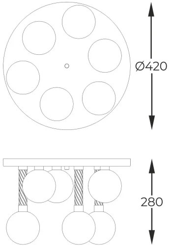 Zuma Line C0583-06D-2GHF - Lampadario a plafone MIDA 6xG9/6W/230V ottone
