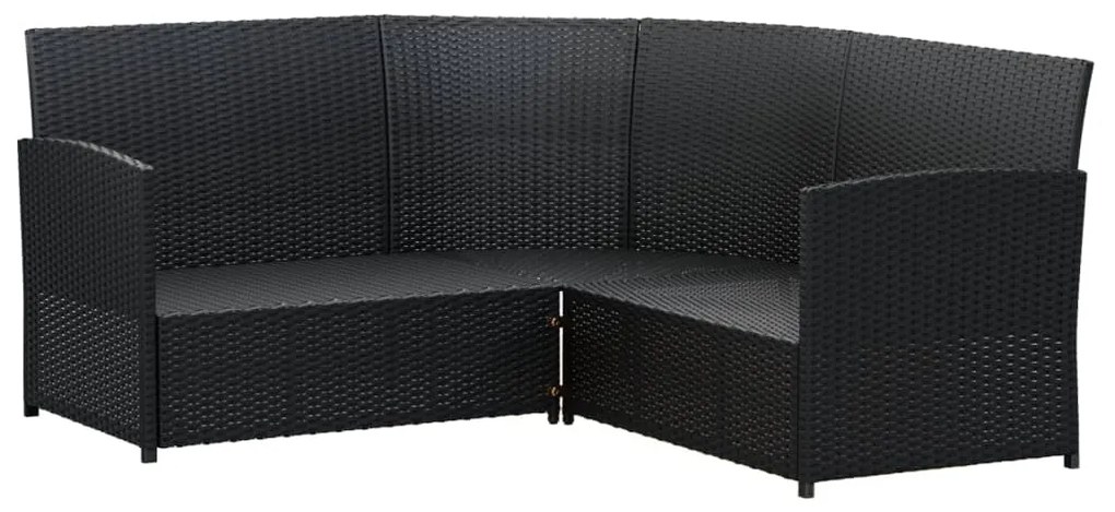 Set divano a l con cuscini 2 pz nero in polyrattan