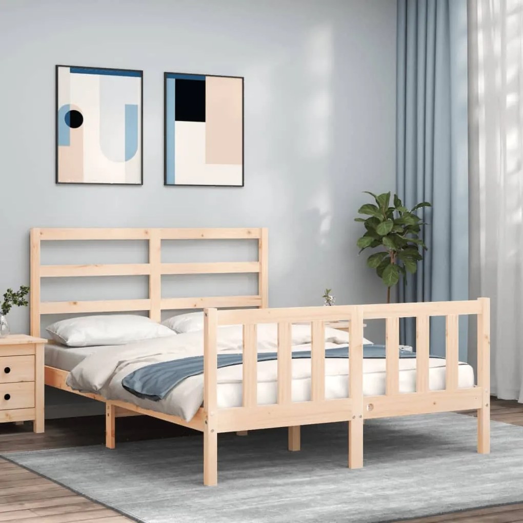Letto Senza Materasso 140x190 Cm İn Legno Massello Di Pino /