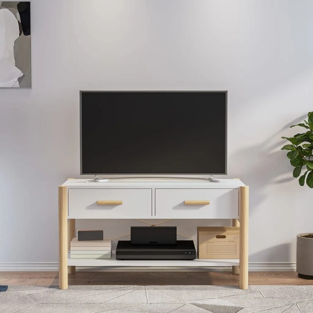 Mobile Porta Tv Bianco 82x38x45 Cm İn Legno Multistrato /