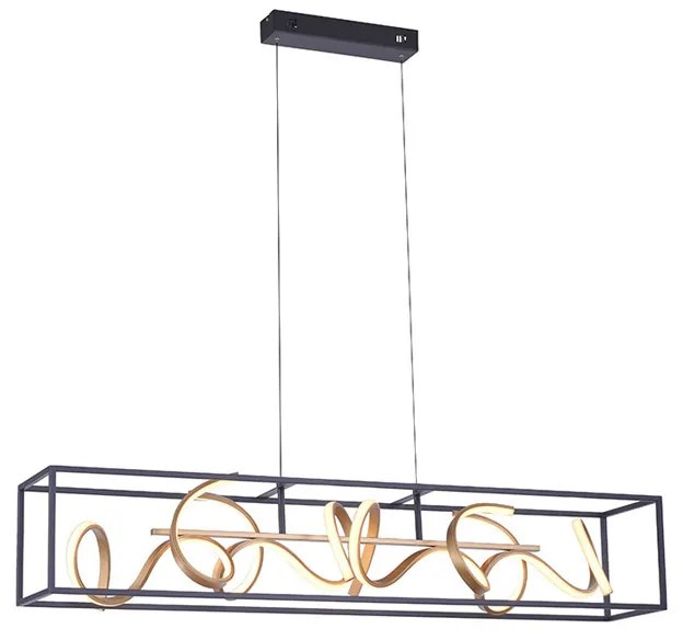 Lampada a sospensione di design nera con oro dimmerabile inclusa LED - Krisscross Cage