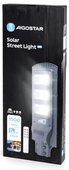 Aigostar - Lampada stradale solare LED con sensore LED/150W/3,2V IP65 6500K + +TC
