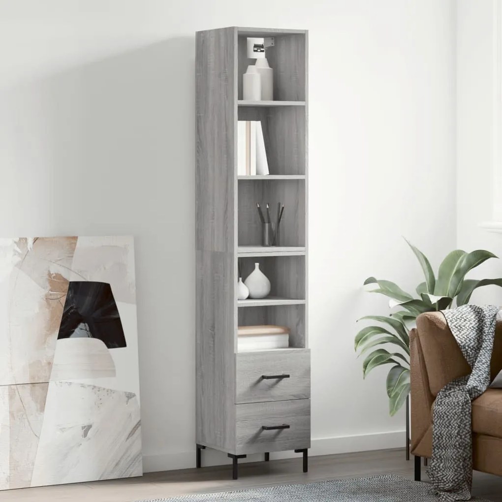 Credenza grigio sonoma 34,5x34x180 cm in legno multistrato