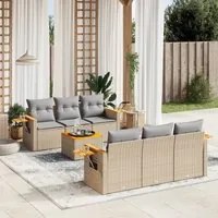 Set Divani da Giardino 7 pz con Cuscini Beige in Polyrattan 3226633