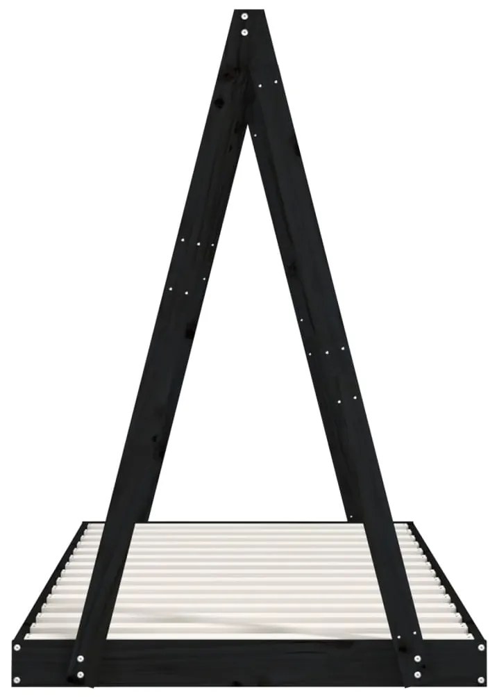 Giroletto per bambini nero 90x190 cm in legno massello di pino