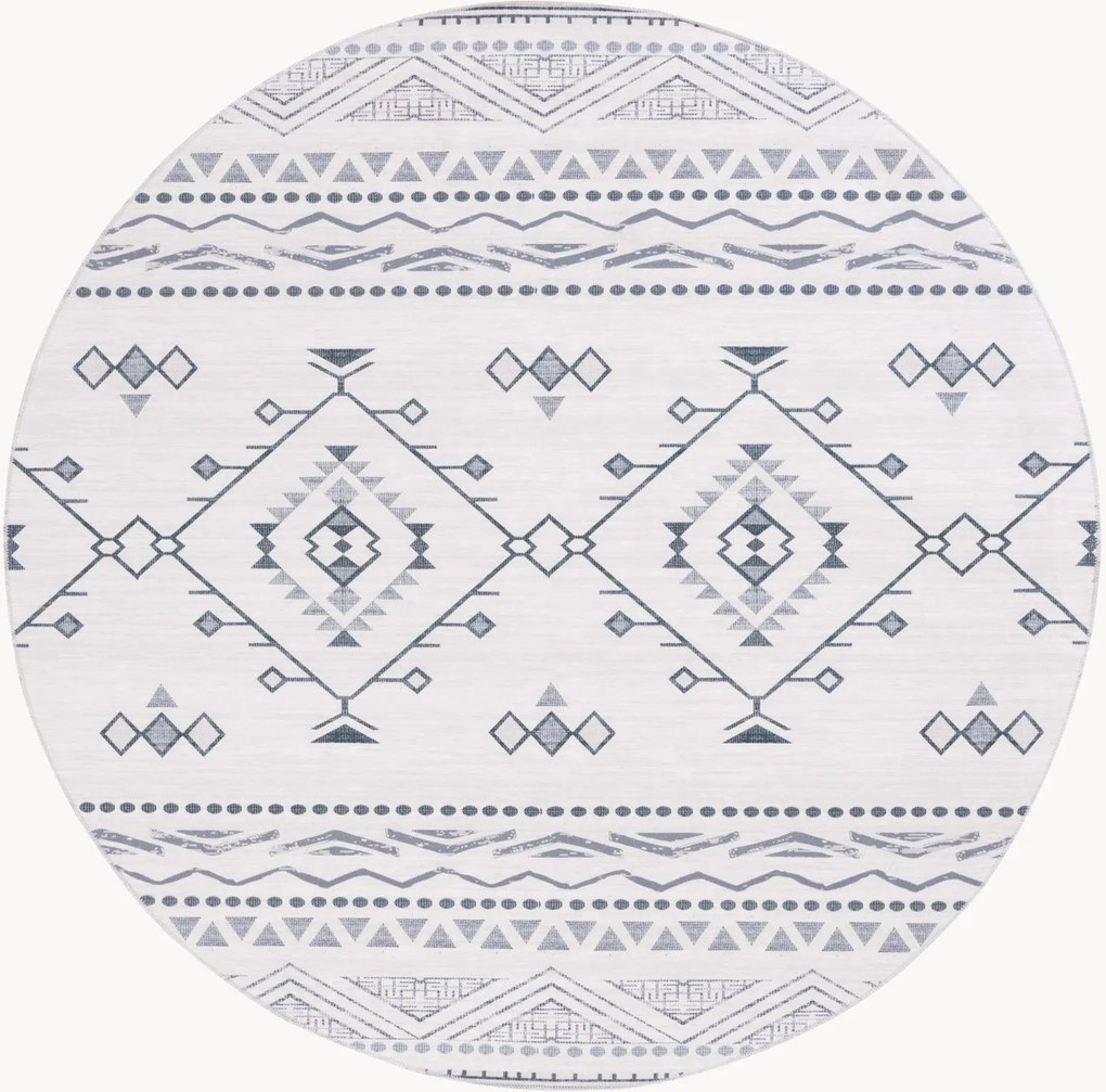 Tappeto rotondo a pelo basso tessuto a mano Evangeline