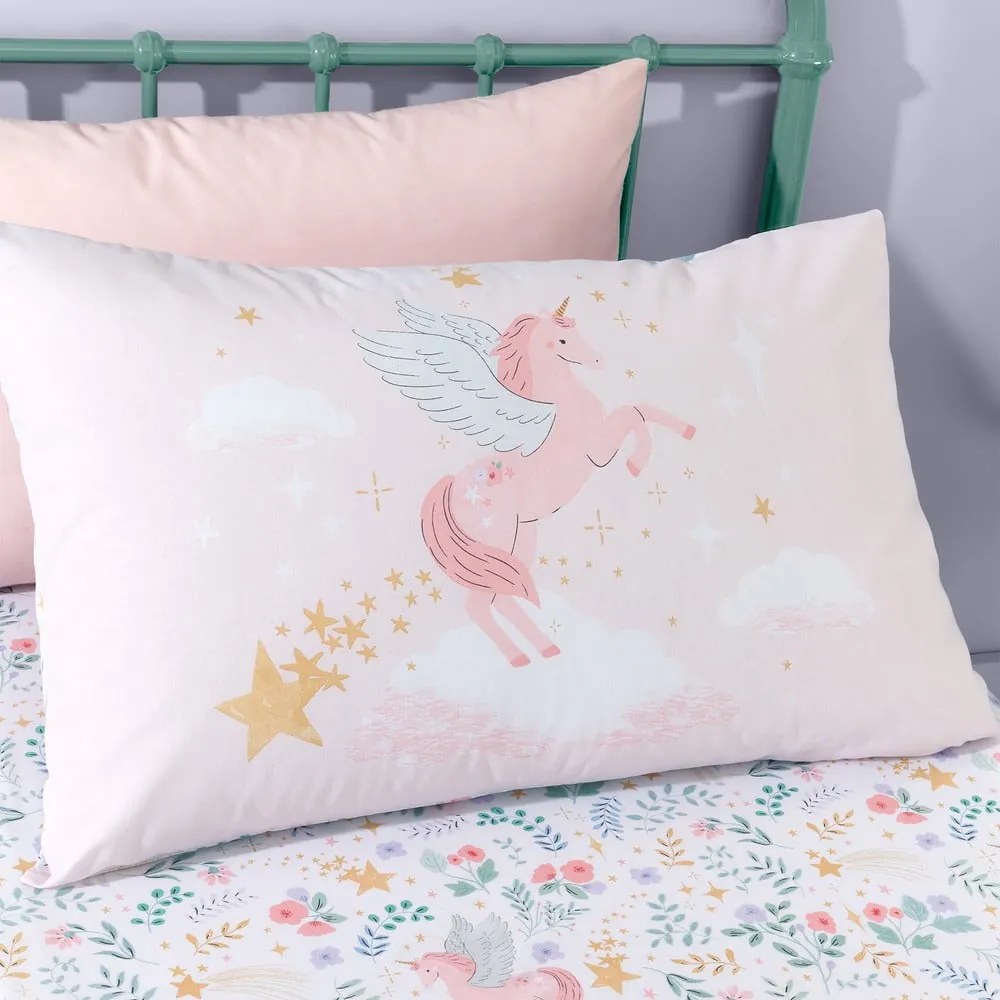 Set copripiumino e federa da bambini rosa per letto matrimoniale 200x200 cm Fairytale Unicorn – Catherine Lansfield