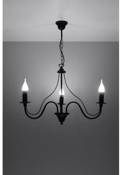 Lampadario a sospensione con catena MINERWA 3 3xE14/40W/230V nero