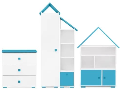 Armadietto PABIS 87x83 cm bianco/blu