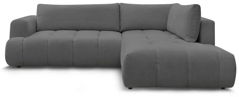 Divano angolare grigio scuro allungabile e con contenitore (penisola a destra/a L) Fuji – Bobochic Paris
