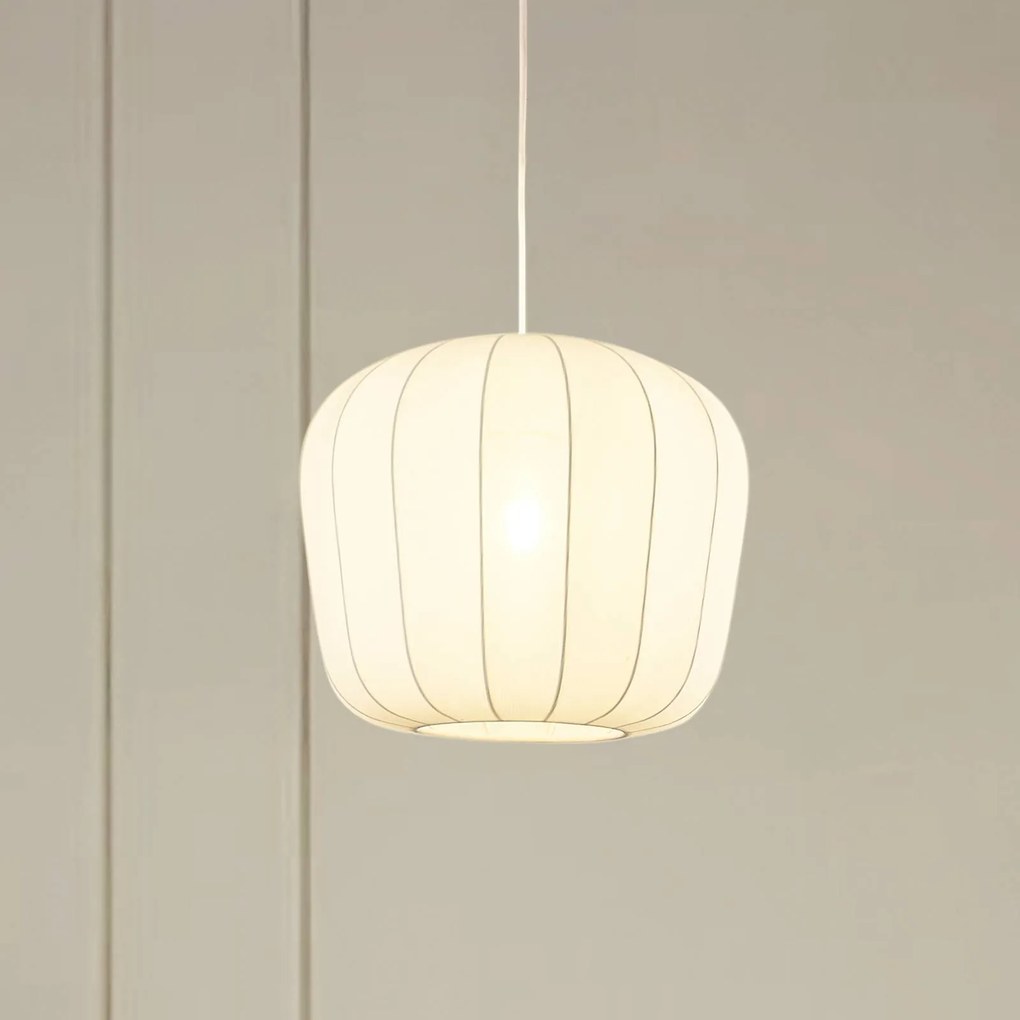 Lampada a sospensione Helin Lindby, dimmerabile, Bianco / Opale, Soggiorno / Sala da pranzo, Tessuto / Stoffa / Seta, Moderno, Lampada a sospensione
