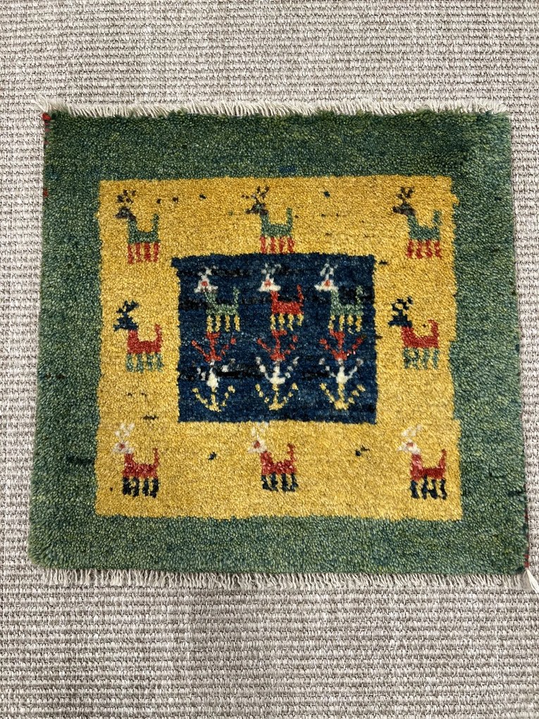 Gabbeh Tappeto 40x40 Giallo (Iran) Annodato A Mano