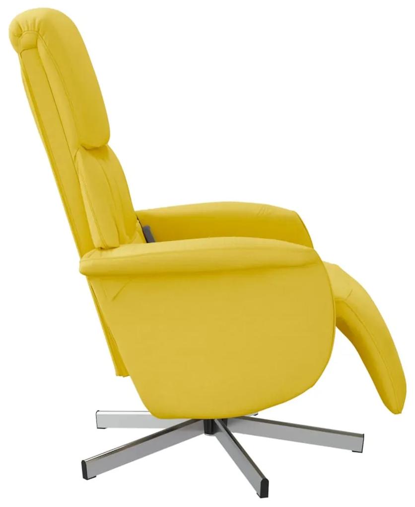 Poltrona reclinante massaggio poggiapiedi giallo chiaro tessuto