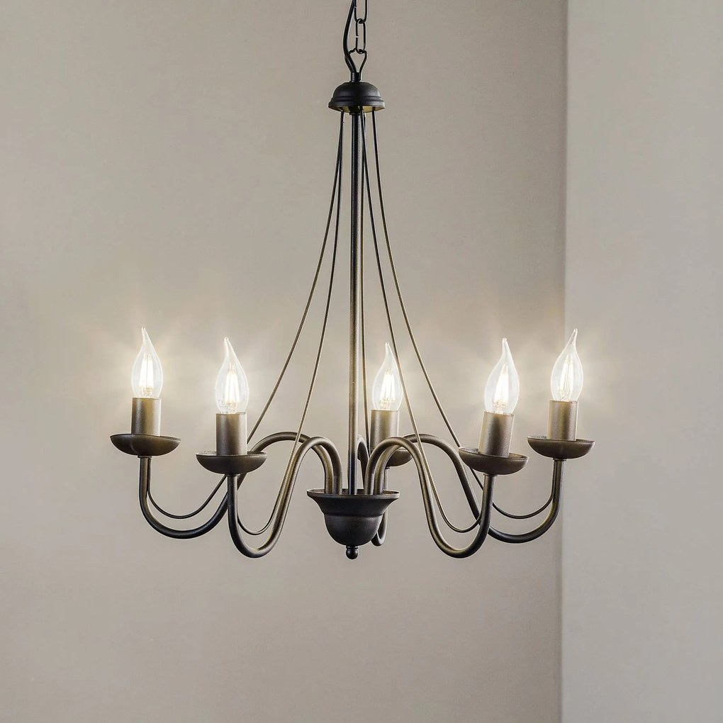 HELAM Lampadario Malbo a 5 luci in nero