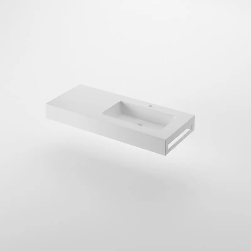 Lavabo a incasso rettangolare L 120 x H 14 x P 46 cm in solid surface bianco