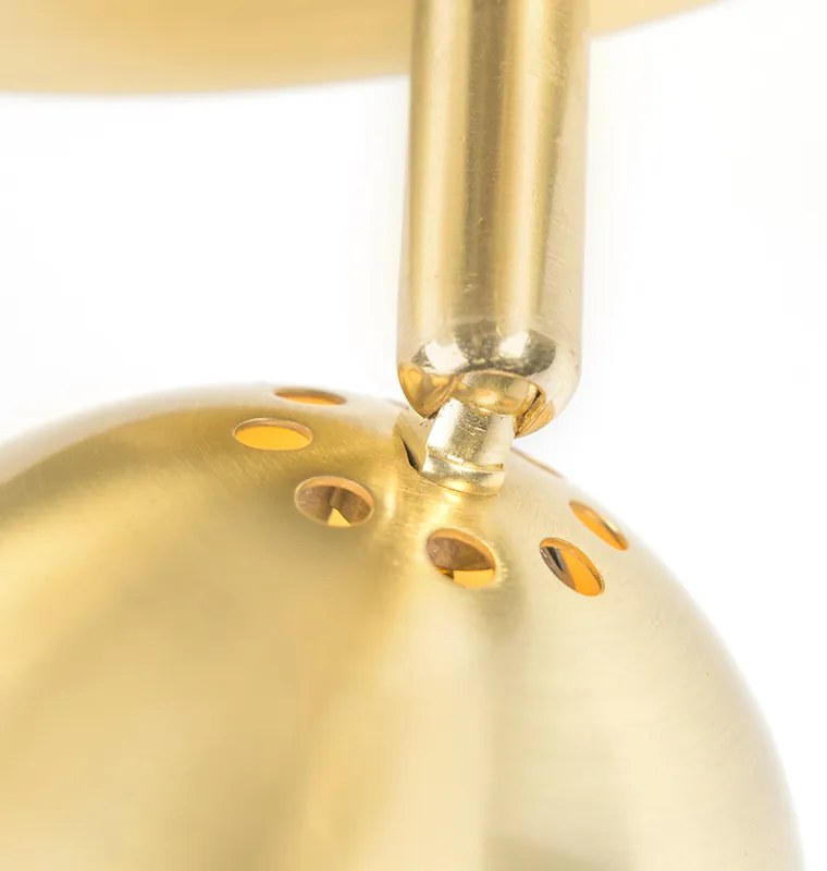 Faretto rotondo retrò in ottone con placca a soffitto 3 luci - Gissi