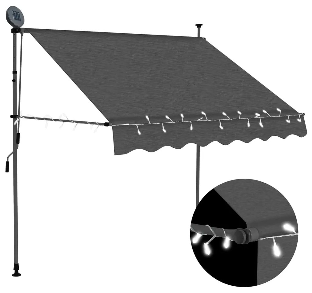 Tenda Da Sole Retrattile Manuale Con Led 150 Cm Antracite /
