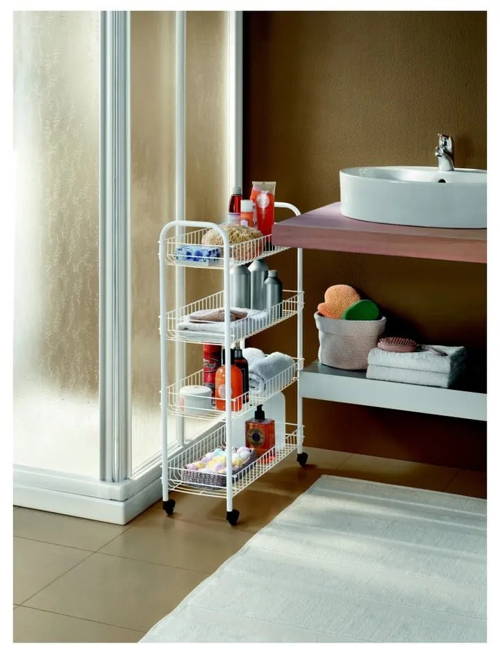 Scaffale mobile in metallo bianco 23x84 cm - Metaltex