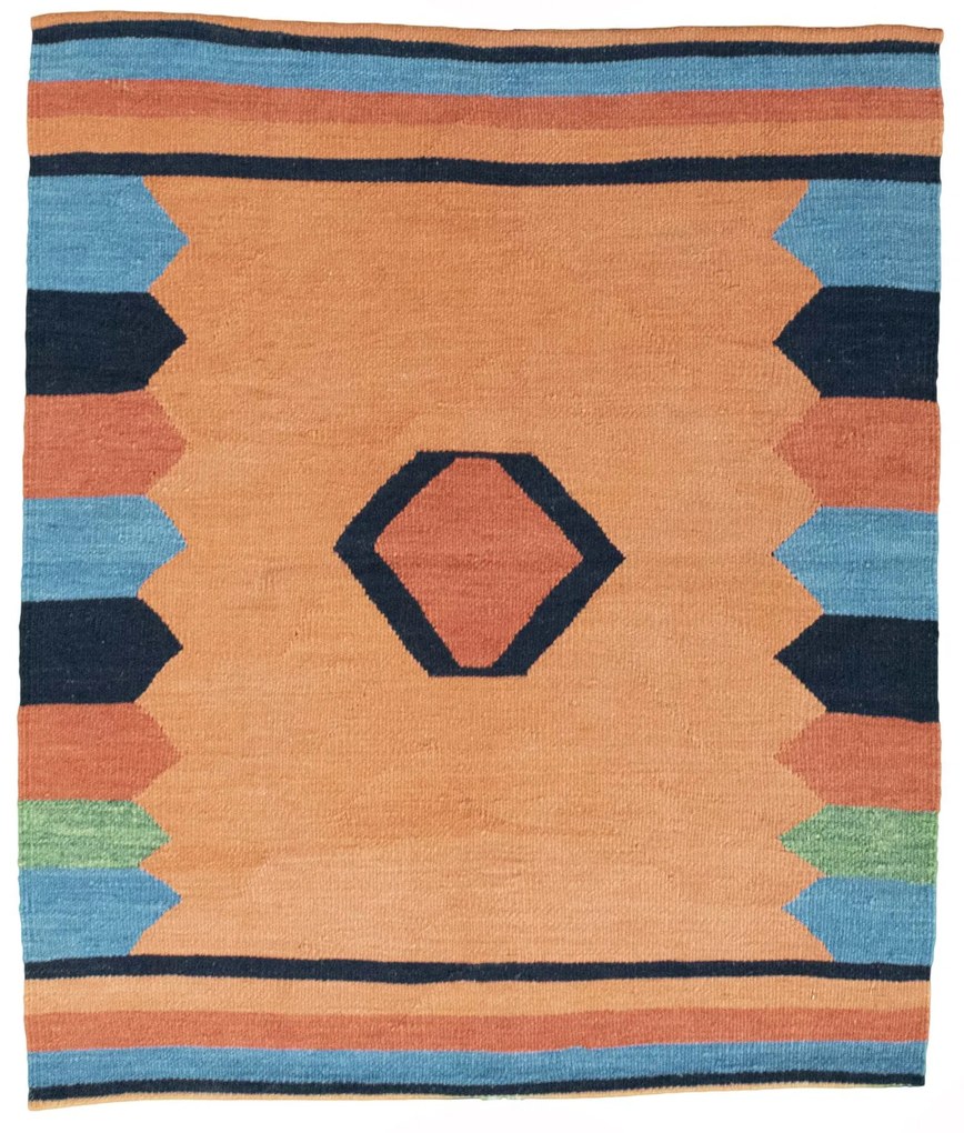 Kilim Tappeto 120 x 100 Giallo (Iran) Tessuto A Mano
